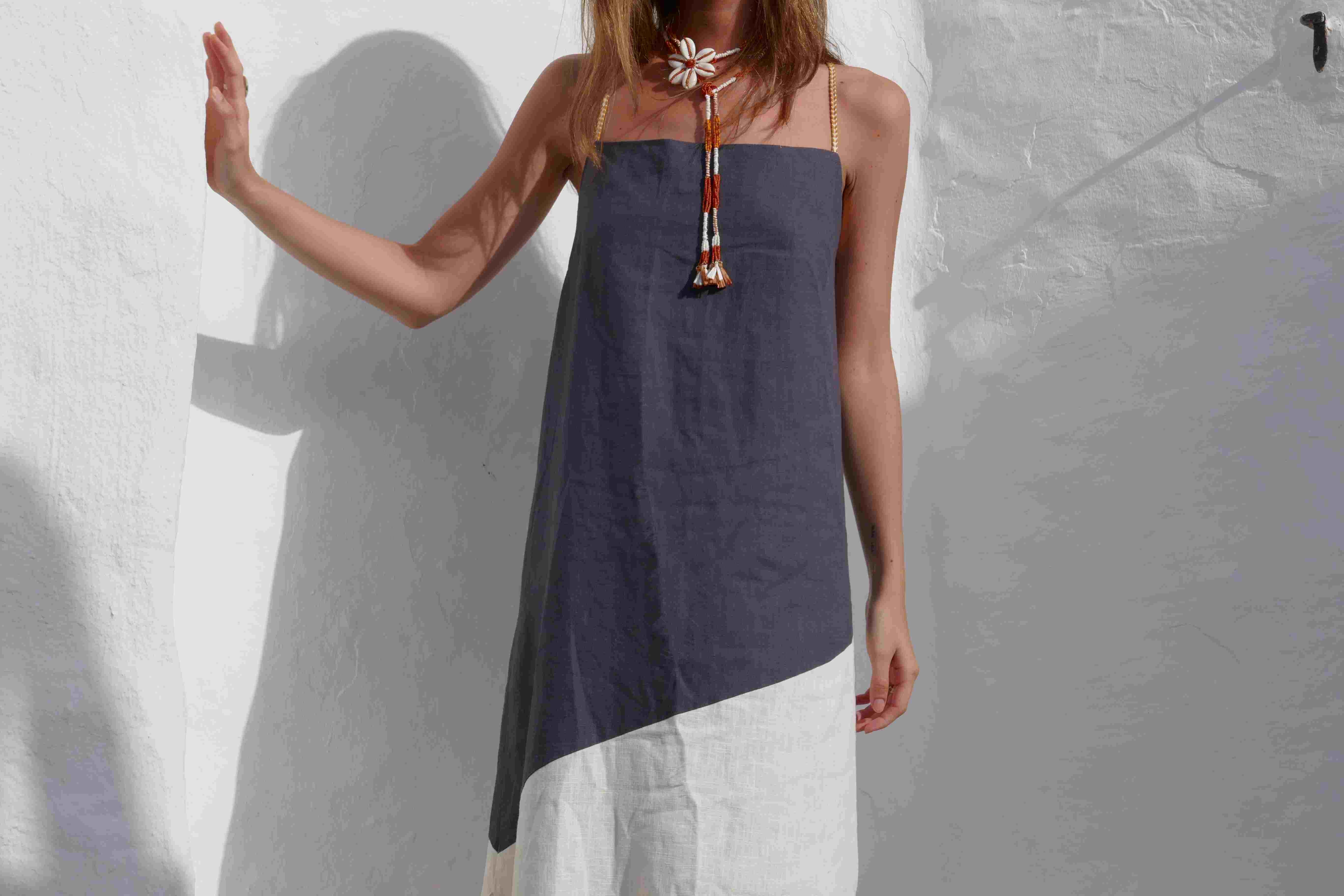 Vestido Sofía Gris/Beige