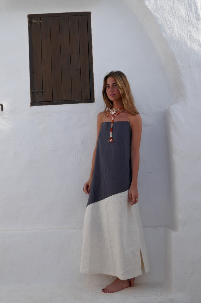 Vestido Sofía Gris/Beige