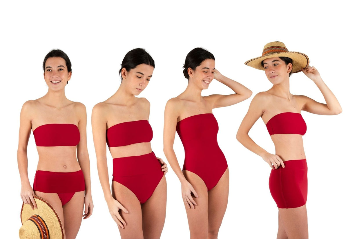 Braguita de bikini onekini bimini fresa, en una fotografía de conjunto.