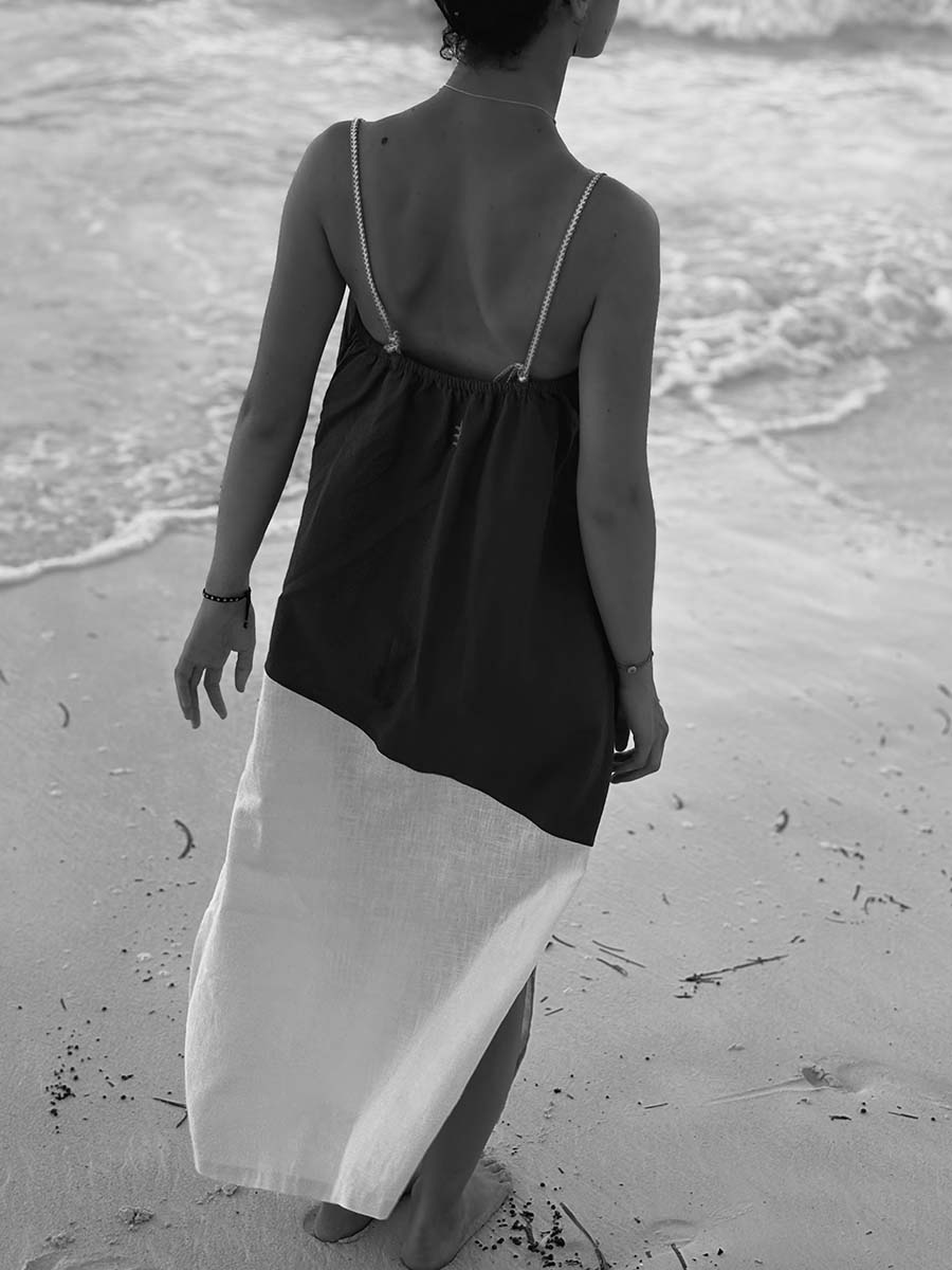 Vestido Sofía Gris/Beige