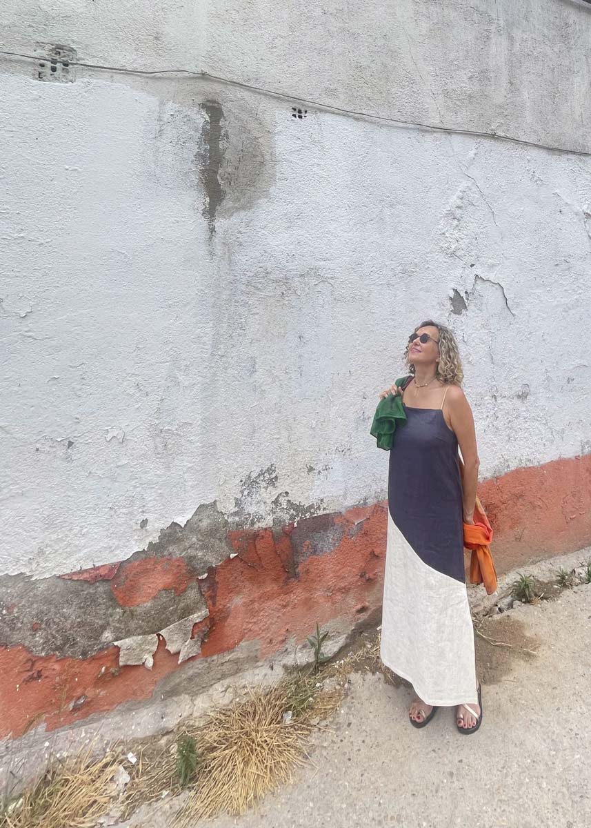 Vestido Sofía Gris/Beige