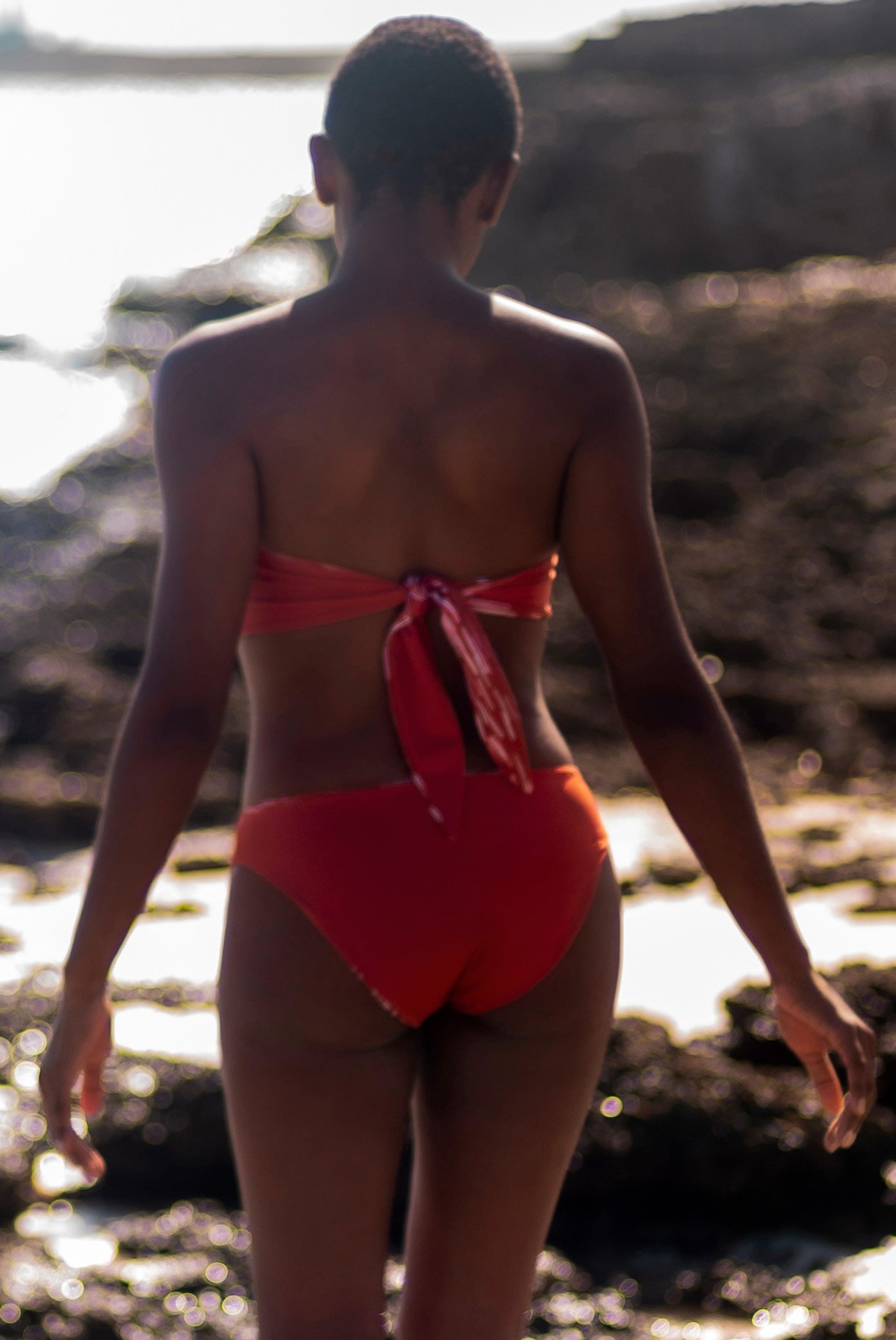 REVERSIBLE FISH BANDEAU TOP