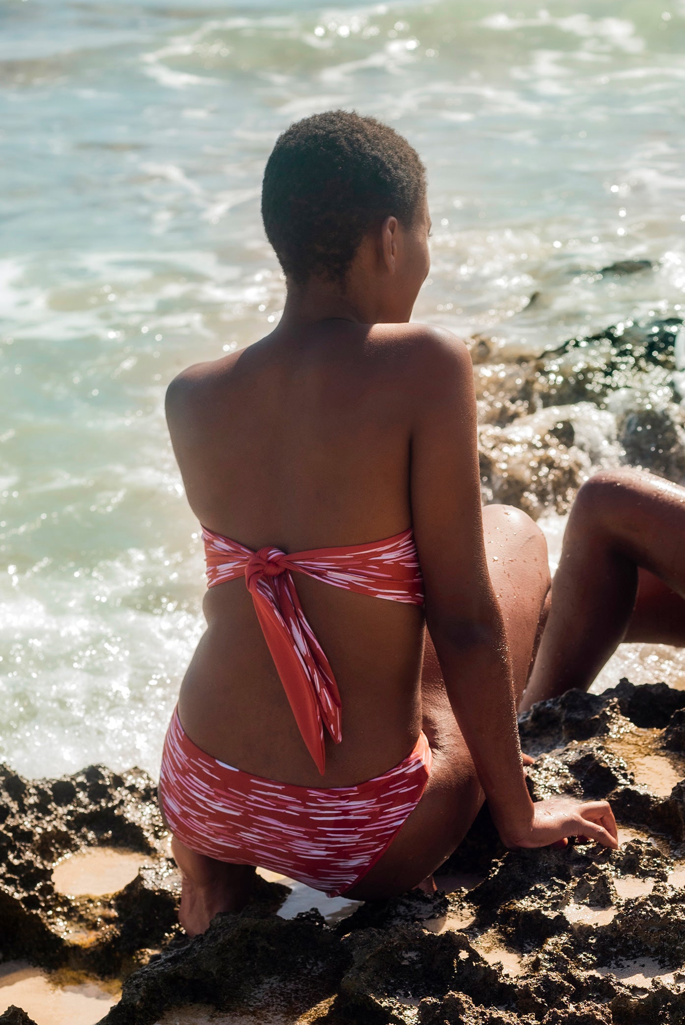 REVERSIBLE FISH BANDEAU TOP